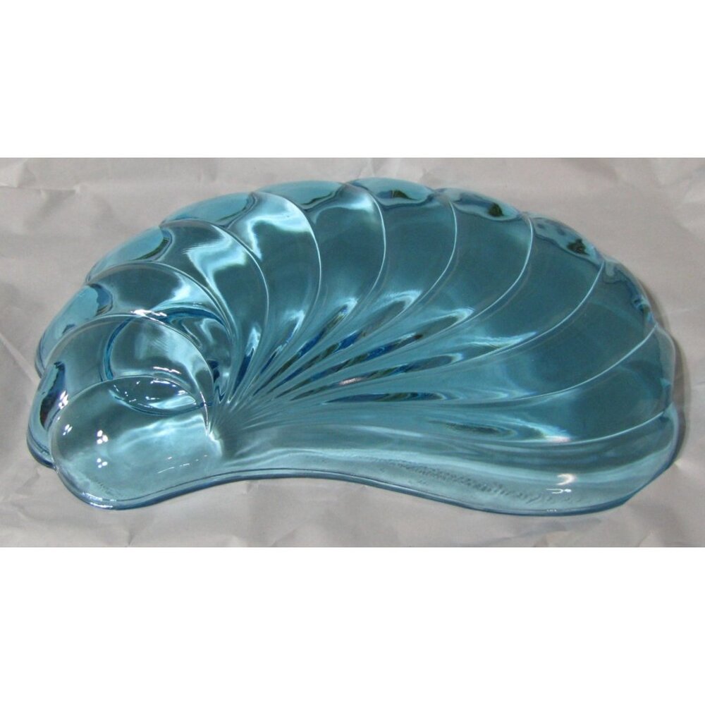 Hazel Atlas MCM Turquoise Blue Seashell Snack Set 4 Plates & Cups Retro Aqua Bea - Picture 7 of 12